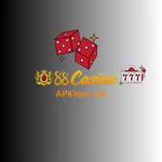 88 Casino APK Pakistan logo with dice and slot machine APKVpn.net