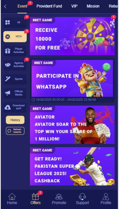 8bet game rewards and events