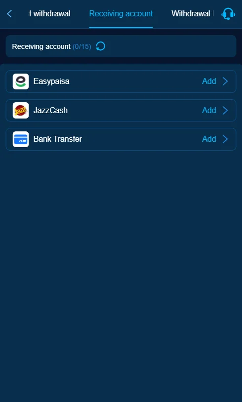withdraw methods available at the zk77 game.